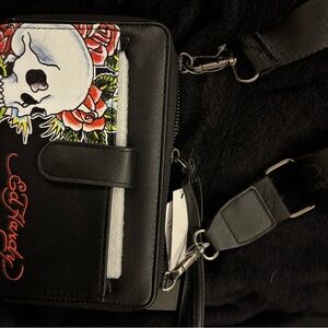 Ed Hardy Black Vegan Leather Wallet